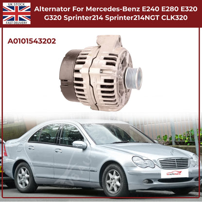 Mercedes-Benz Alternator A0101543202 – Fits E240, E280, E320, G320 (2.4 / 2.6 / 3.2 Petrol, 1995–2002)