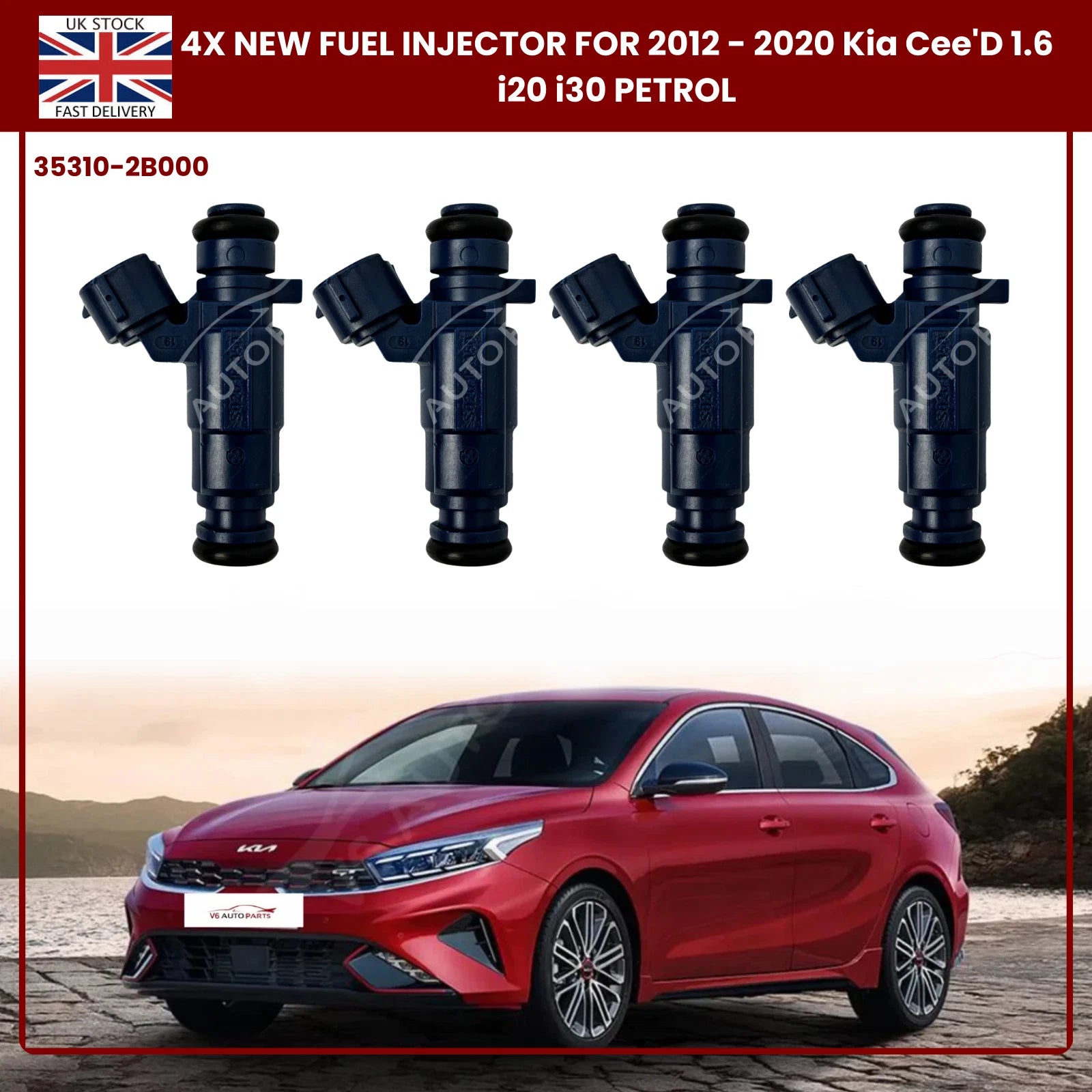 4x Fuel Injector 35310-2B000 | Fits Kia Cee’D, i20, i30 (2012–2020) 1.6 Petrol | OE Replacement