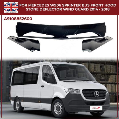 Mercedes Sprinter W906 Bus Front Hood Stone Deflector Wind Guard 2014–2018 | Bonnet Protector