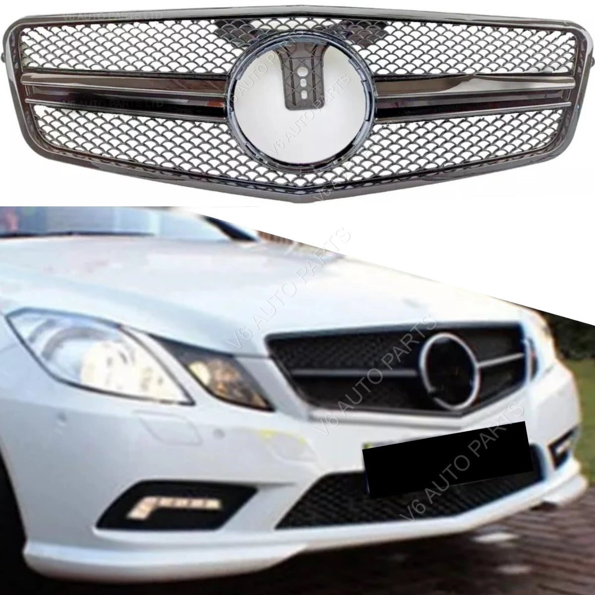 For Mercedes-Benz E-Class W212 Front Grille (2009–2013) – Gloss Black AMG Style E63 Look, Saloon & Estate