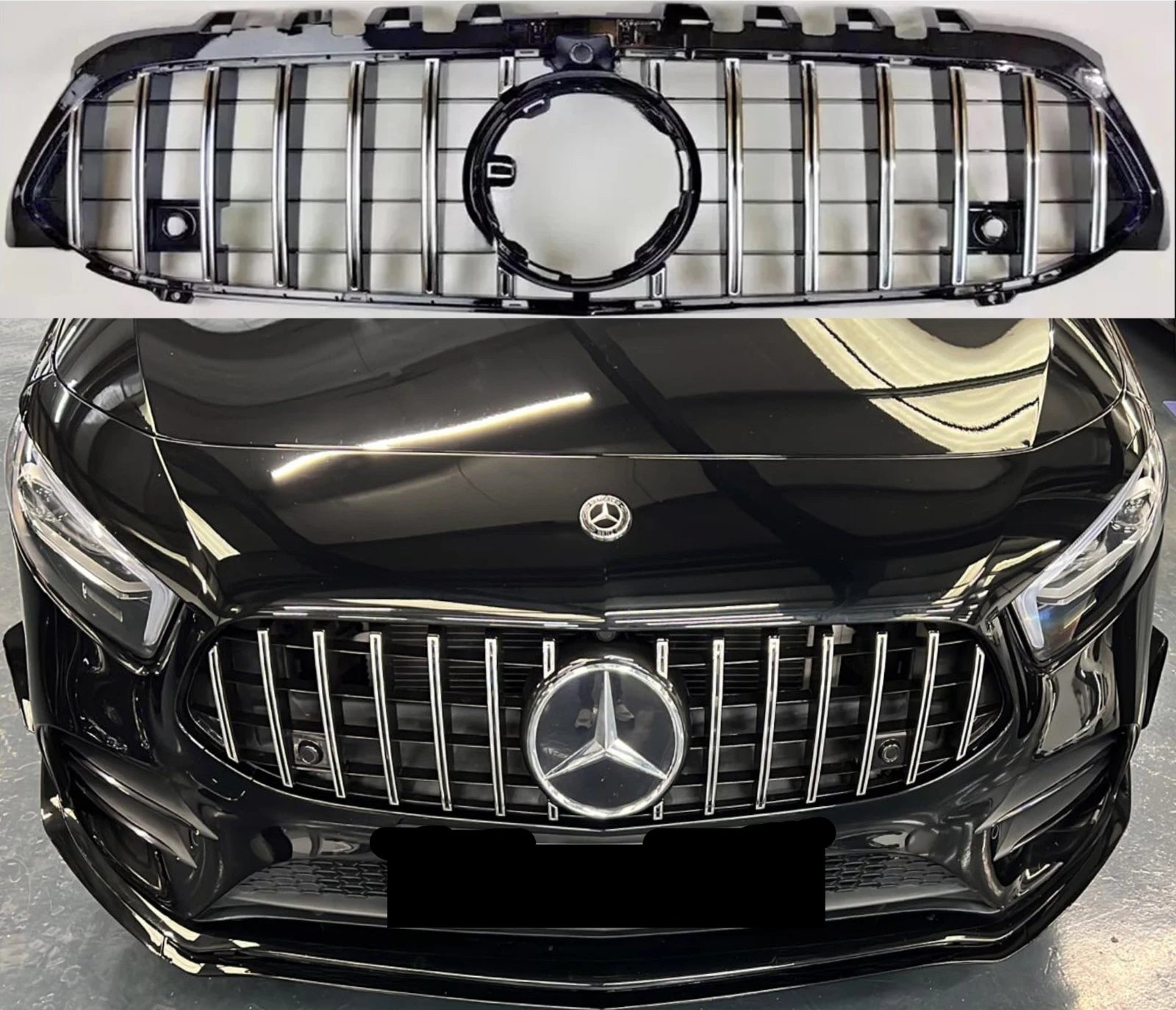 Mercedes‑Benz A‑Class W177/V177  Chrome Slats  GT Panamericana Front Radiator Grille – Fits A180, A200 (2018‑2023, Facelift, AMG Line)