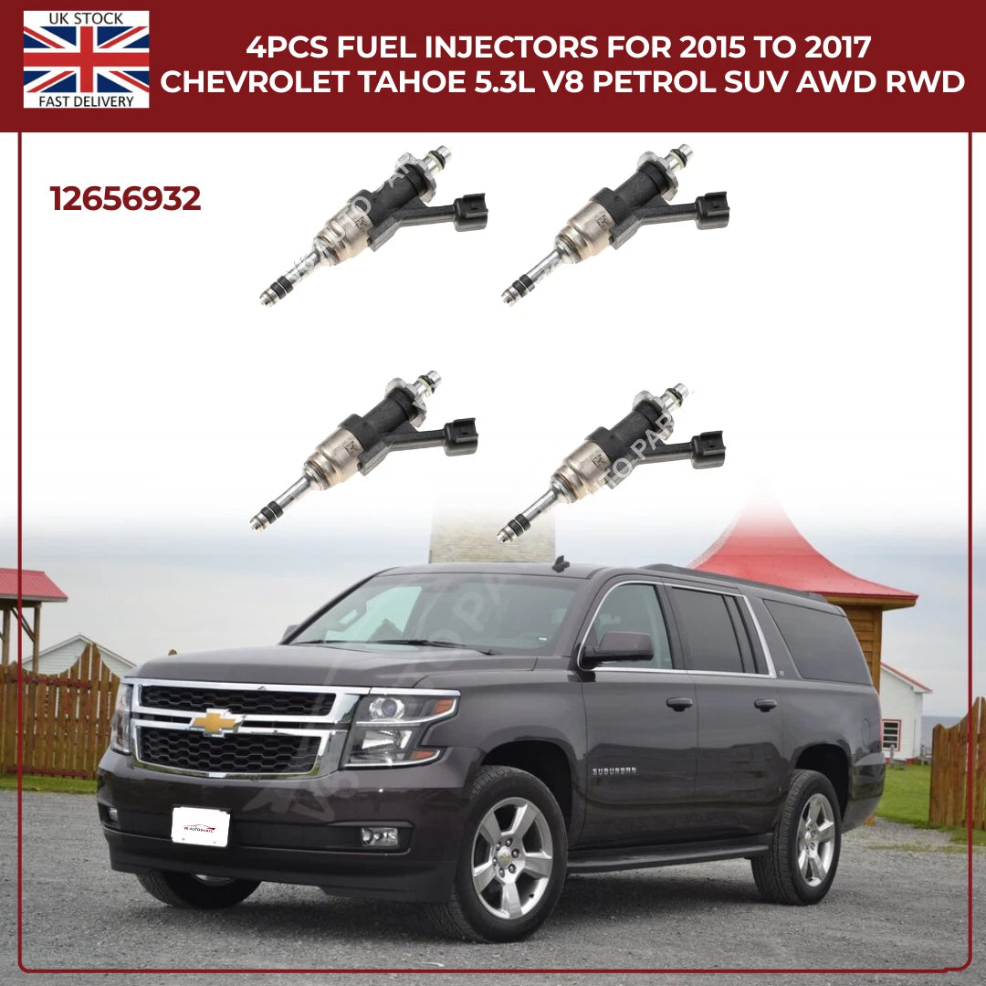 4x High-Flow Fuel Injectors For Chevrolet Tahoe 2015–2017 5.3L V8 Petrol SUV AWD/RWD | OEM Direct-Fit Replacement