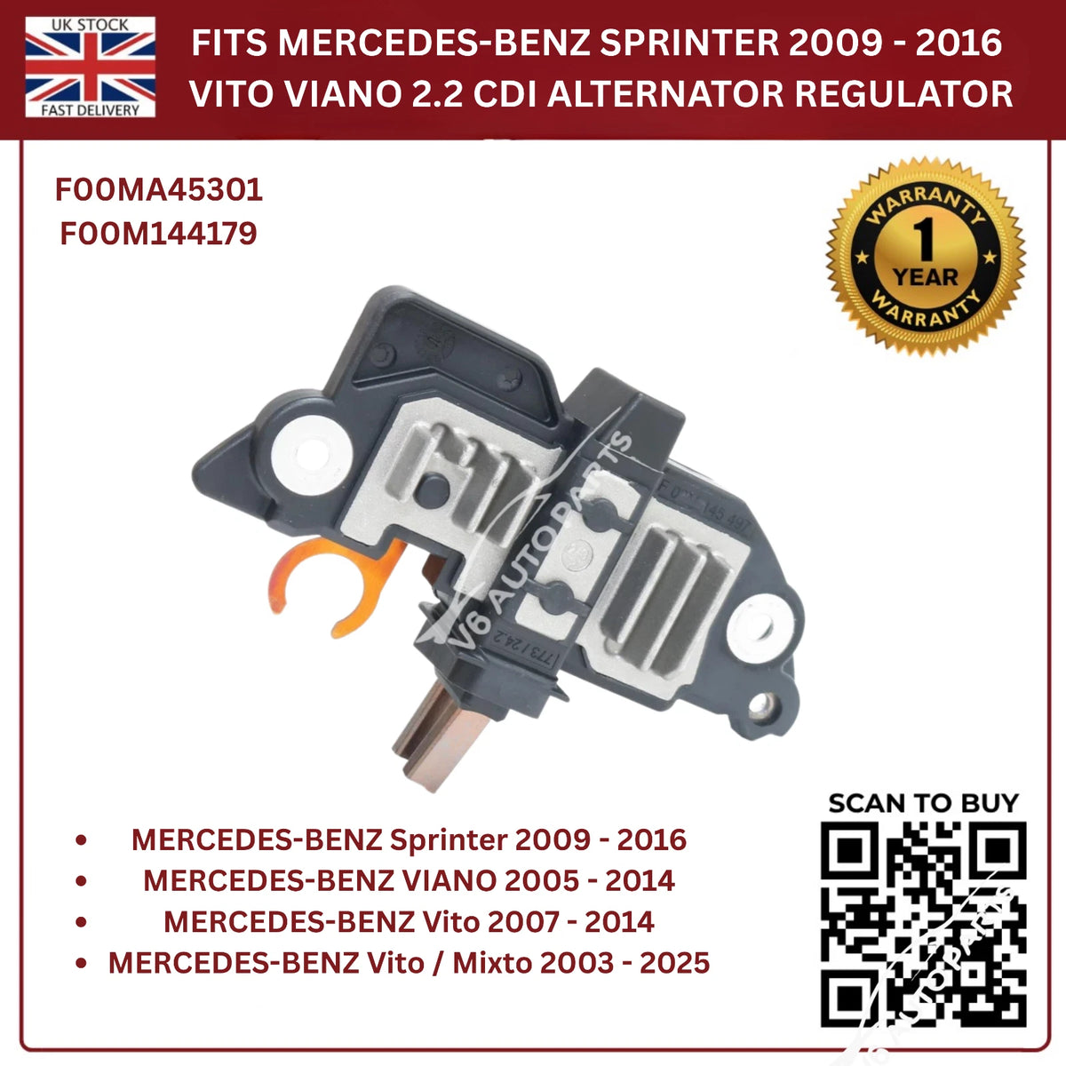 image of Mercedes Sprinter Alternator Voltage Regulator 14V F00MA45301