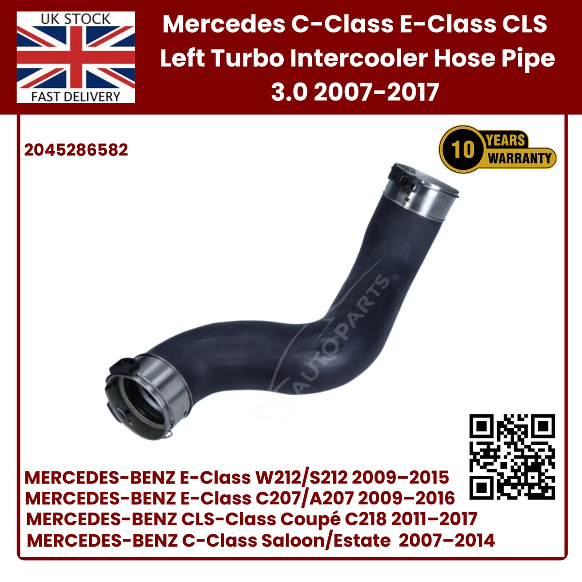 image of Mercedes CLS Class 3.0 CDI intercooler pipe 2045286582