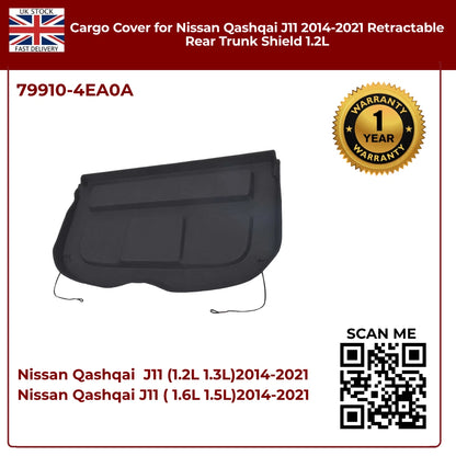 Rear Boot Parcel Shelf Load Cover For Nissan Qashqai J11 (2014–2021) – Petrol & Diesel