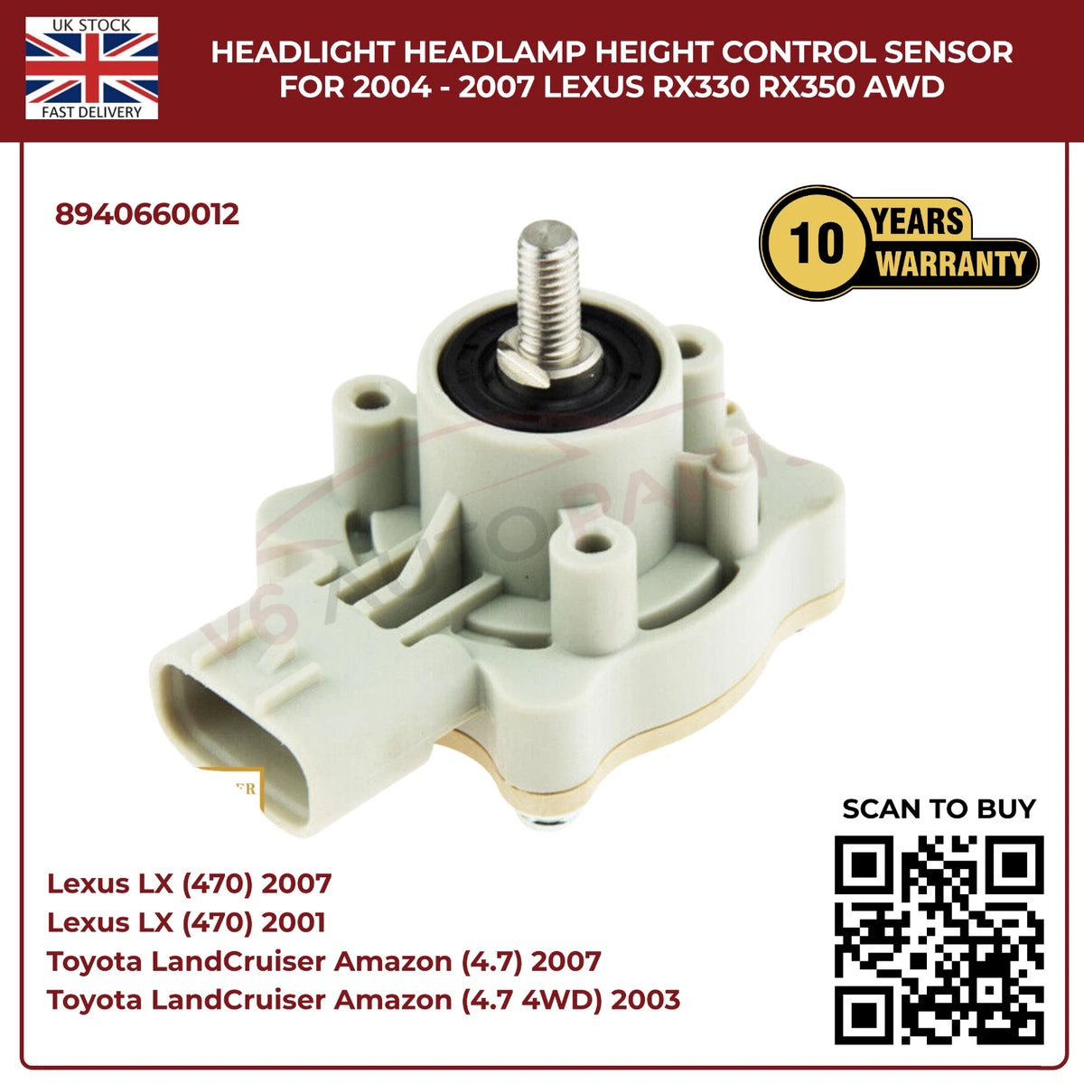 Headlamp Height Level Sensor – Front Left (Nearside) for Lexus LX470 UZJ100