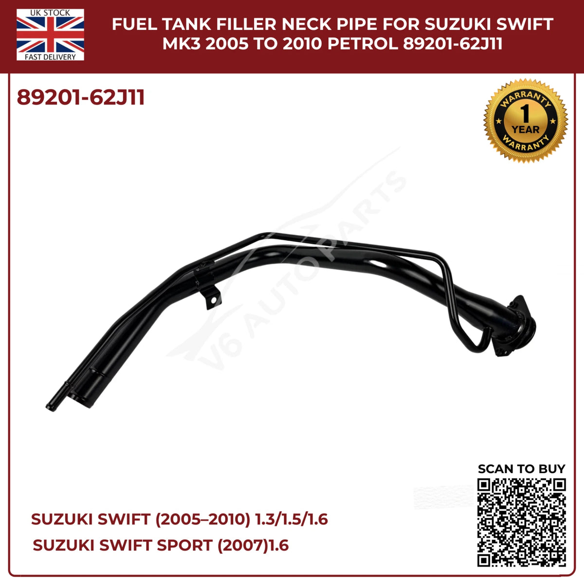 Image of 89201-62J11 fuel tank filler neck for Suzuki Swift 2005–2010