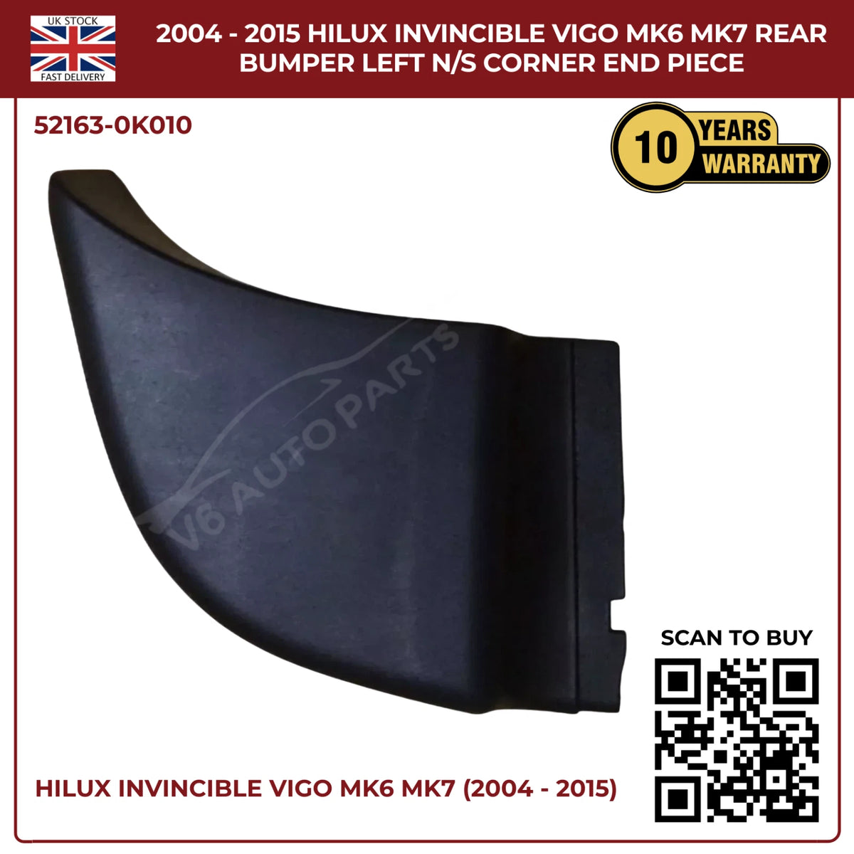 Toyota Hilux Vigo Invincible MK6 MK7 (2007–2015) Rear Bumper Left N/S Corner End Piece – Replacement Part