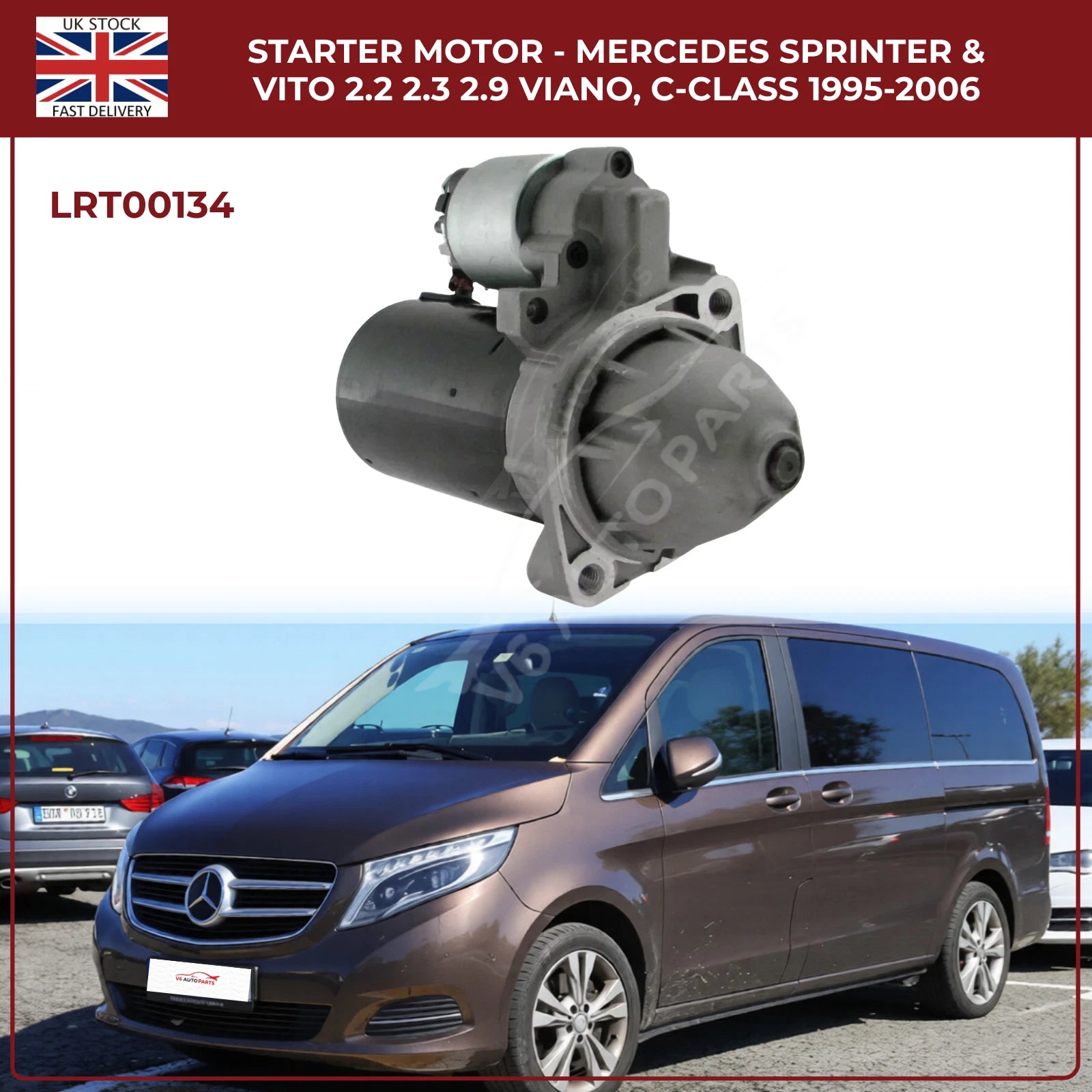 Starter Motor for Mercedes-Benz Sprinter, Vito & Viano (2.0KW | 2.2, 2.3, 2.9 Engines | C220, 250)