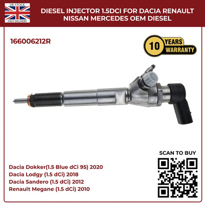 Image of OEM replacement diesel injector 166006212R for Nissan 1.5 dCi