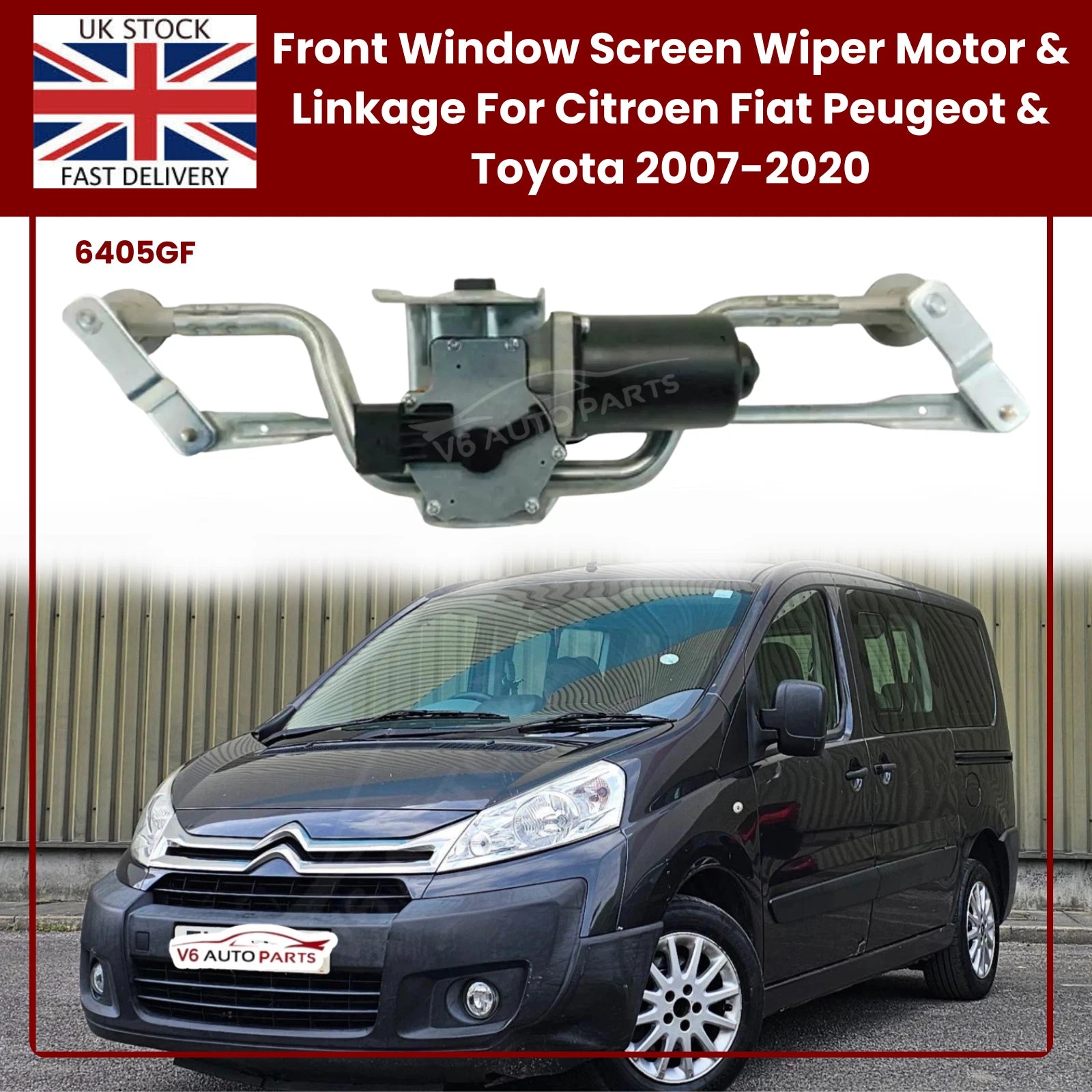 Front Windshield Wiper Motor & Linkage For Peugeot Expert/Toyota ProAce 2007- 2016