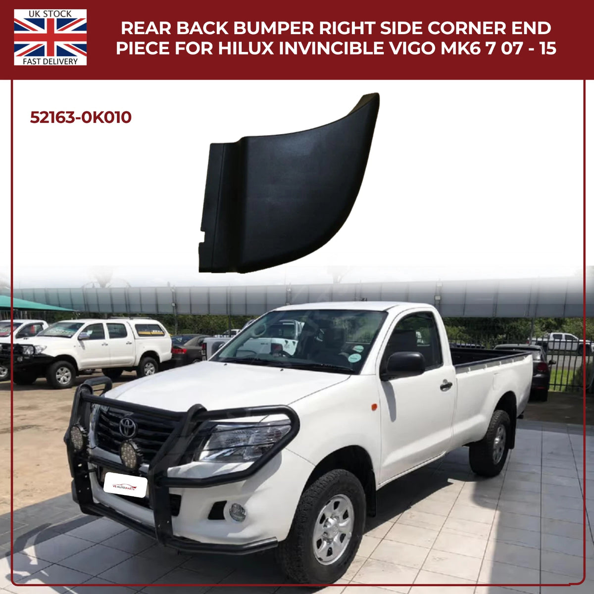 Toyota Hilux Vigo Invincible MK6 MK7 (2007–2015) Rear Bumper Right Side Corner End Piece