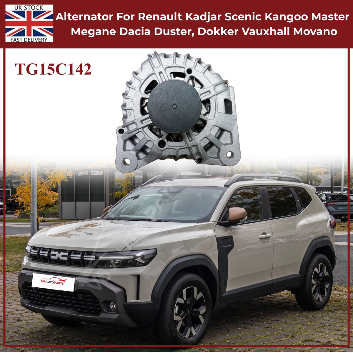 Alternator For Renault Kadjar Scenic Kangoo Master Megane Dacia Duster 1.2 Petrol 2013–2018