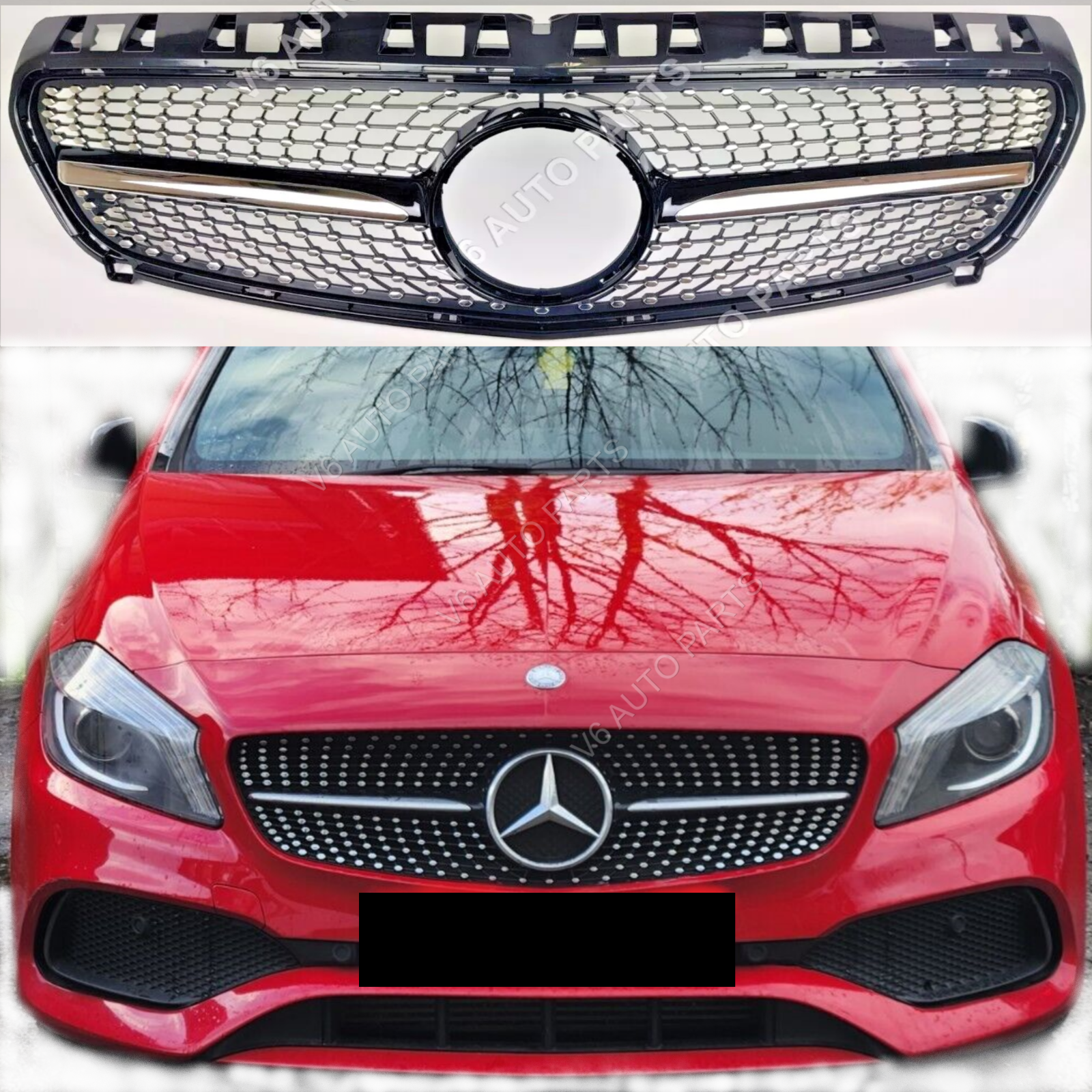 Frontstoßstangengrill für 2012–2015 Mercedes Benz A-Klasse W176 A160 A180 A45 AMG Sport 