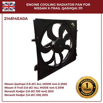Genuine OEM Radiator Cooling Fan 214814BE0B / 214814EB0A – Fits Nissan Qashqai J11 & X‑Trail