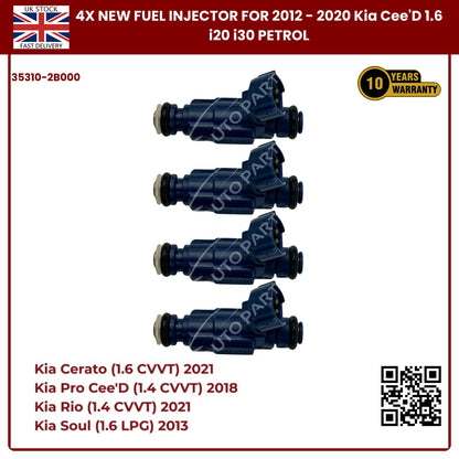 4x Fuel Injector 35310-2B000 | Fits Kia Cee’D, i20, i30 (2012–2020) 1.6 Petrol | OE Replacement