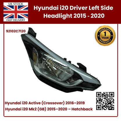 image of Hyundai i20 Halogen Headlight 7 Pin GB Model 92102C7120