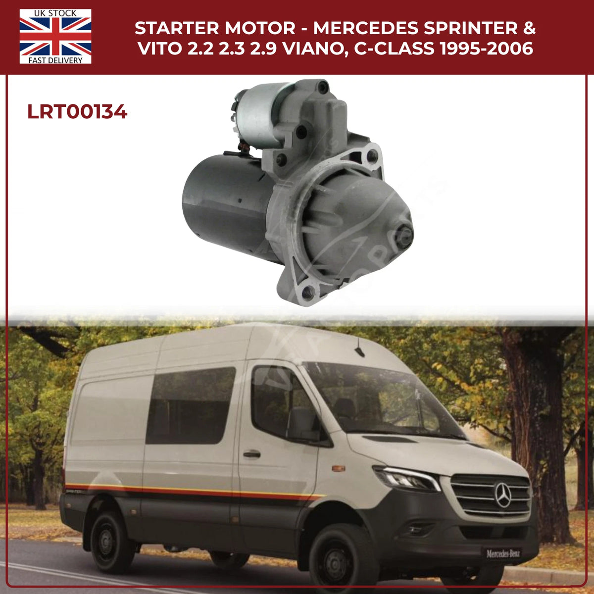 Starter Motor for Mercedes-Benz Sprinter, Vito & Viano (2.0KW | 2.2, 2.3, 2.9 Engines | C220, 250)