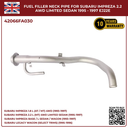 Petrol Fuel Filler Neck Pipe 42066FA030 – Fits Subaru Impreza 2.2L AWD (1995–1997) & Legacy 2.2 AWD (1995–1996)