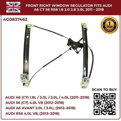 Front Right Electric Window Regulator – Audi A6 C7 / S6 / RS6 (2011–2018) – Fits 1.8L, 2.0L, 2.8L, 3.0L Engines