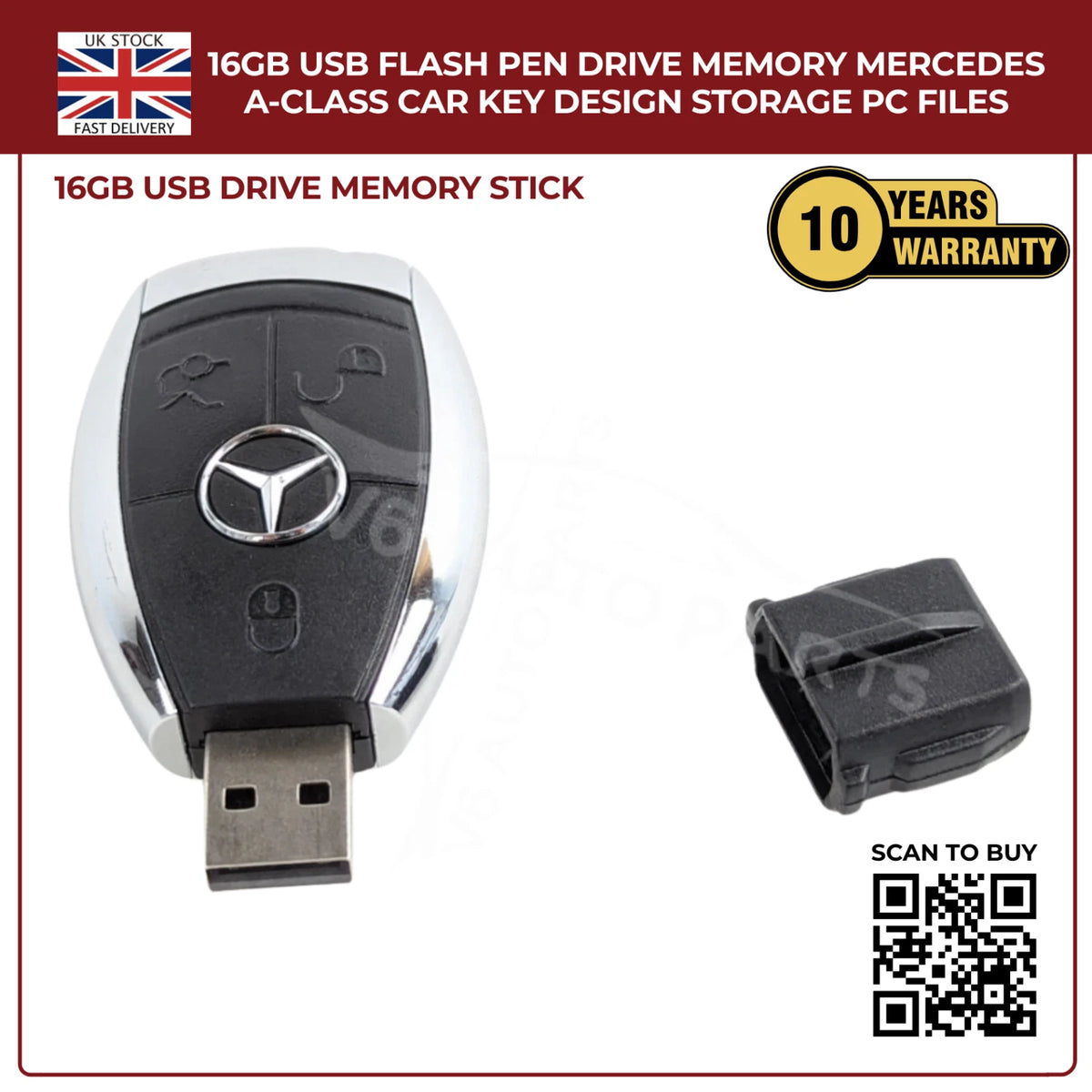 Mercedes-Benz R-Class Car Key USB Flash Drive – 16GB USB 2.0 Memory Stick