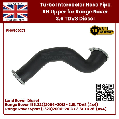 Range Rover 3.6 TDV8 Turbo Intercooler Hose Pipe – Right Upper (PNH500371) | L322 & Sport 2006–2013