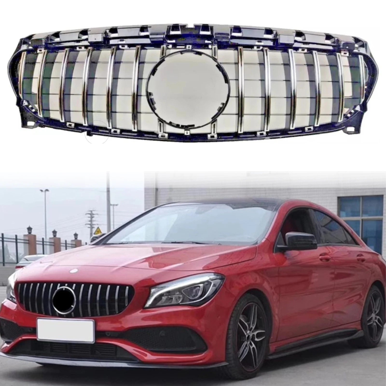 For Mercedes‑Benz CLA‑Class X117 Front Bumper Panamericana GT Grille (2017–2019)