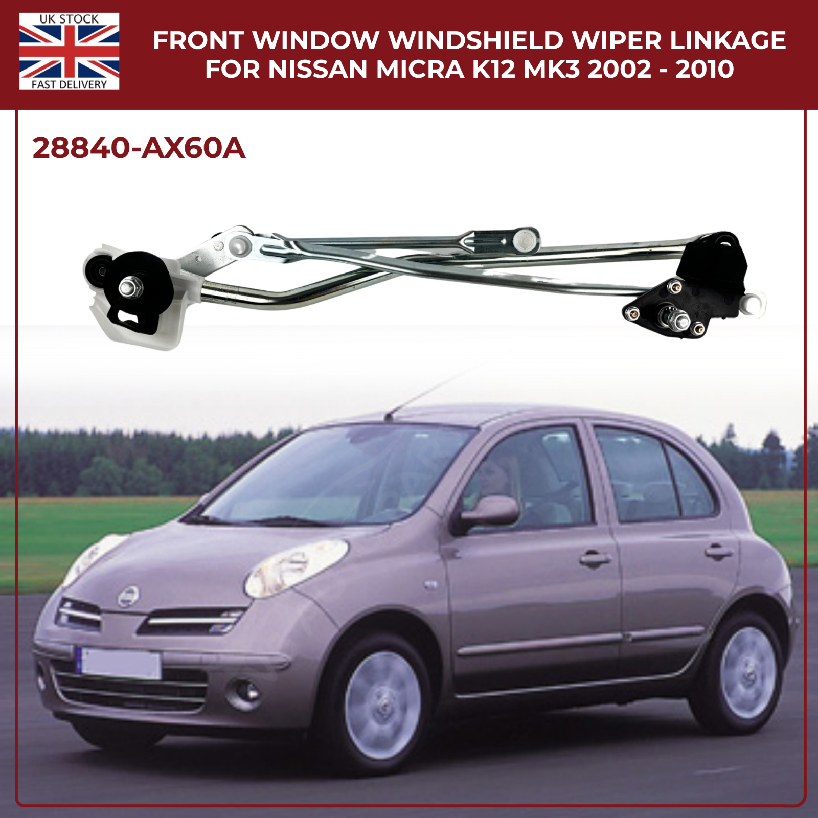 Nissan Micra K12 Front Windscreen Wiper Motor Linkage (2003–2010) – Direct Fit Replacement 28840‑AX60A