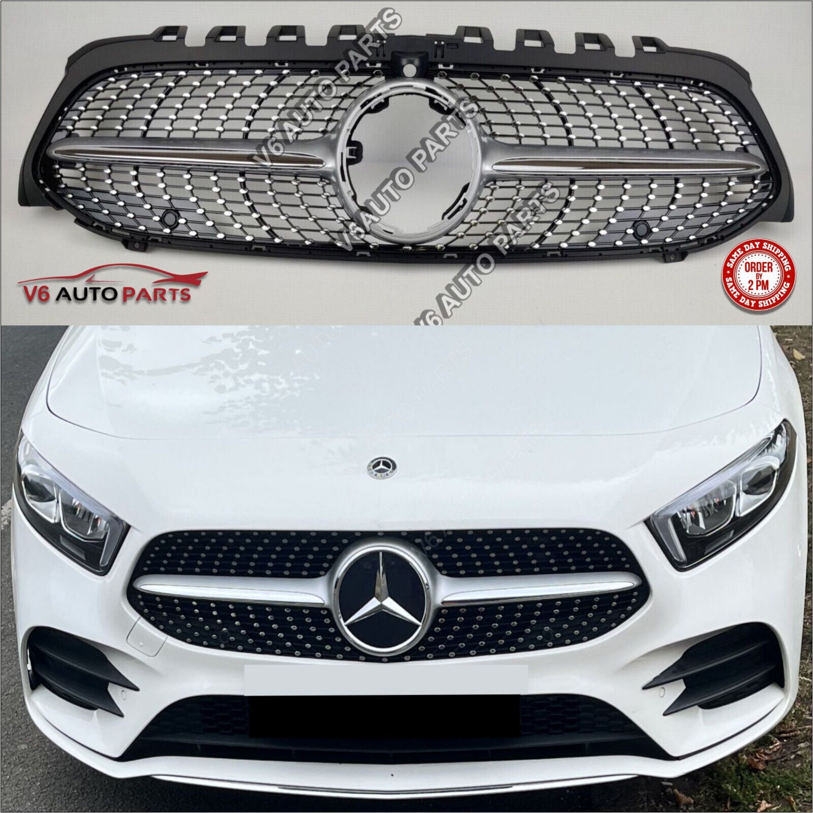 For Mercedes A-Class W177 A45 AMG A220 Front Bumper Diamond Grille A160 2018-22