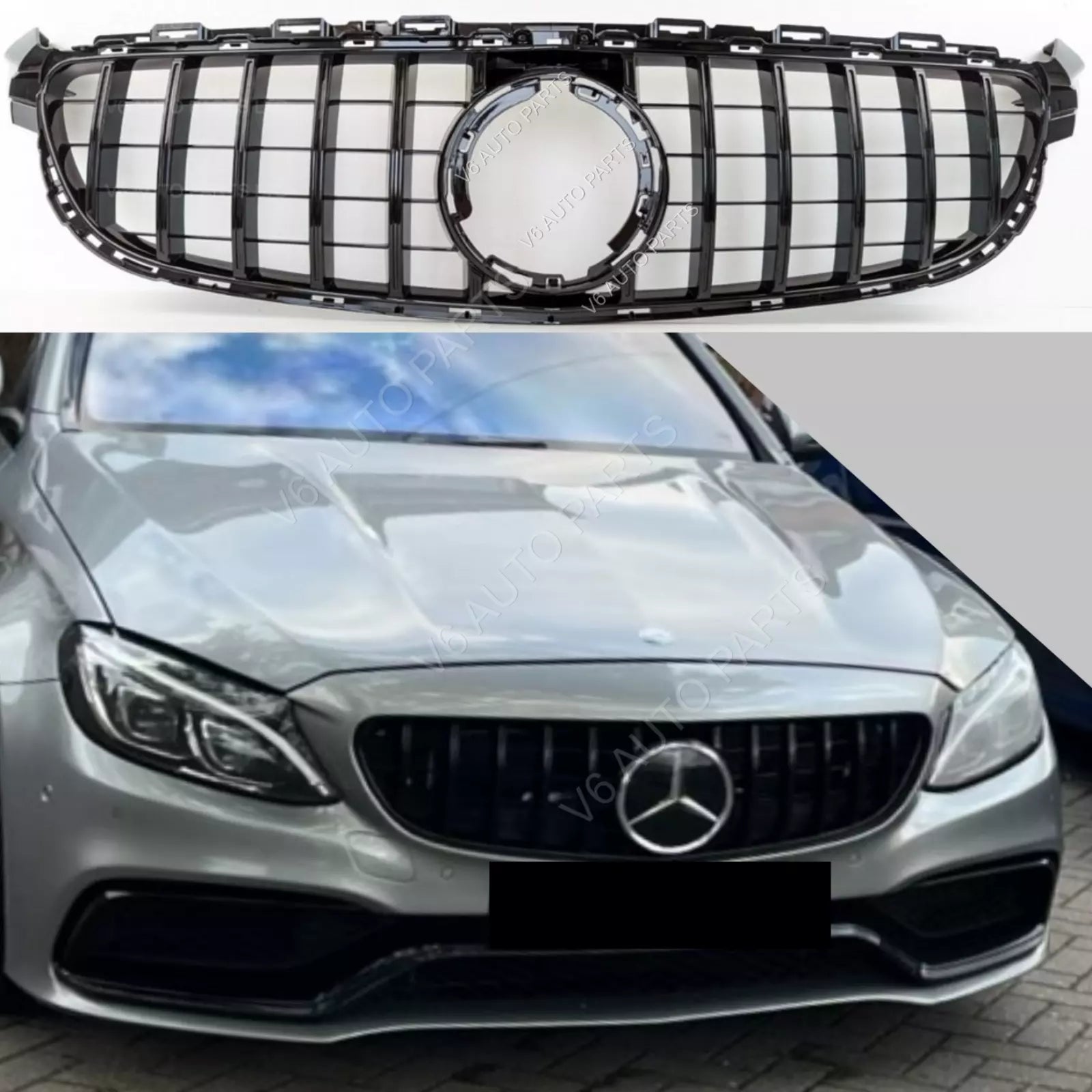 For Mercedes C-Class W205 C63s AMG C220CDI Compatible Front Radiator GT-R Grille 2018-21