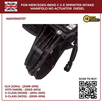 Mercedes-Benz Diesel Intake Manifold (No Actuator) – C, G, E-Class & Sprinter – OEM A6510905737