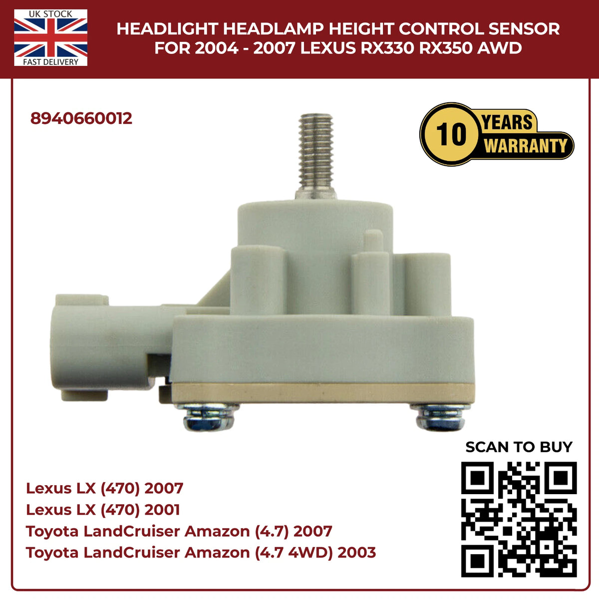 Headlamp Height Level Sensor – Front Left (Nearside) for Lexus LX470 UZJ100