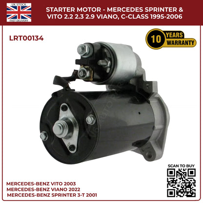 Starter Motor for Mercedes-Benz Sprinter, Vito & Viano (2.0KW | 2.2, 2.3, 2.9 Engines | C220, 250)