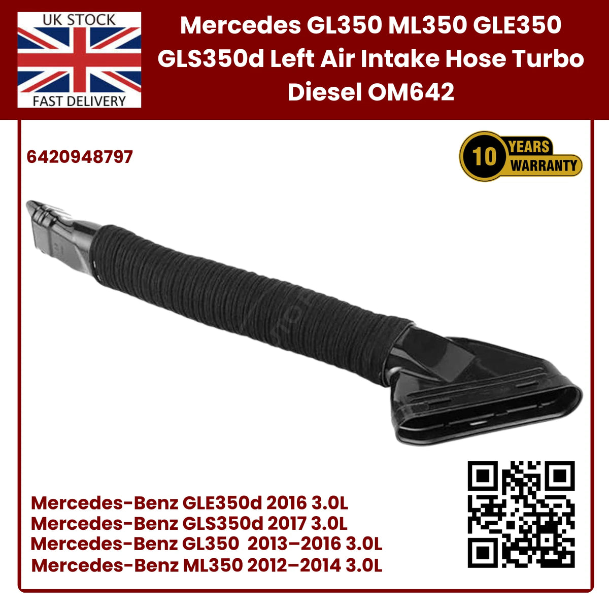 Image of 6420948797 left air intake hose for Mercedes GLE diesel