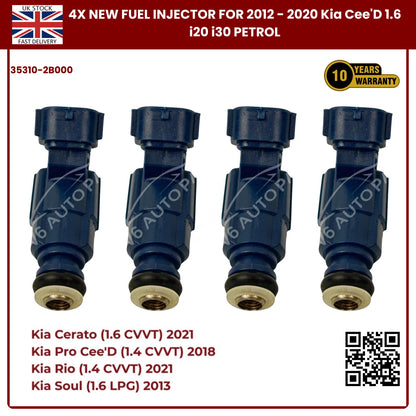 4x Fuel Injector 35310-2B000 | Fits Kia Cee’D, i20, i30 (2012–2020) 1.6 Petrol | OE Replacement