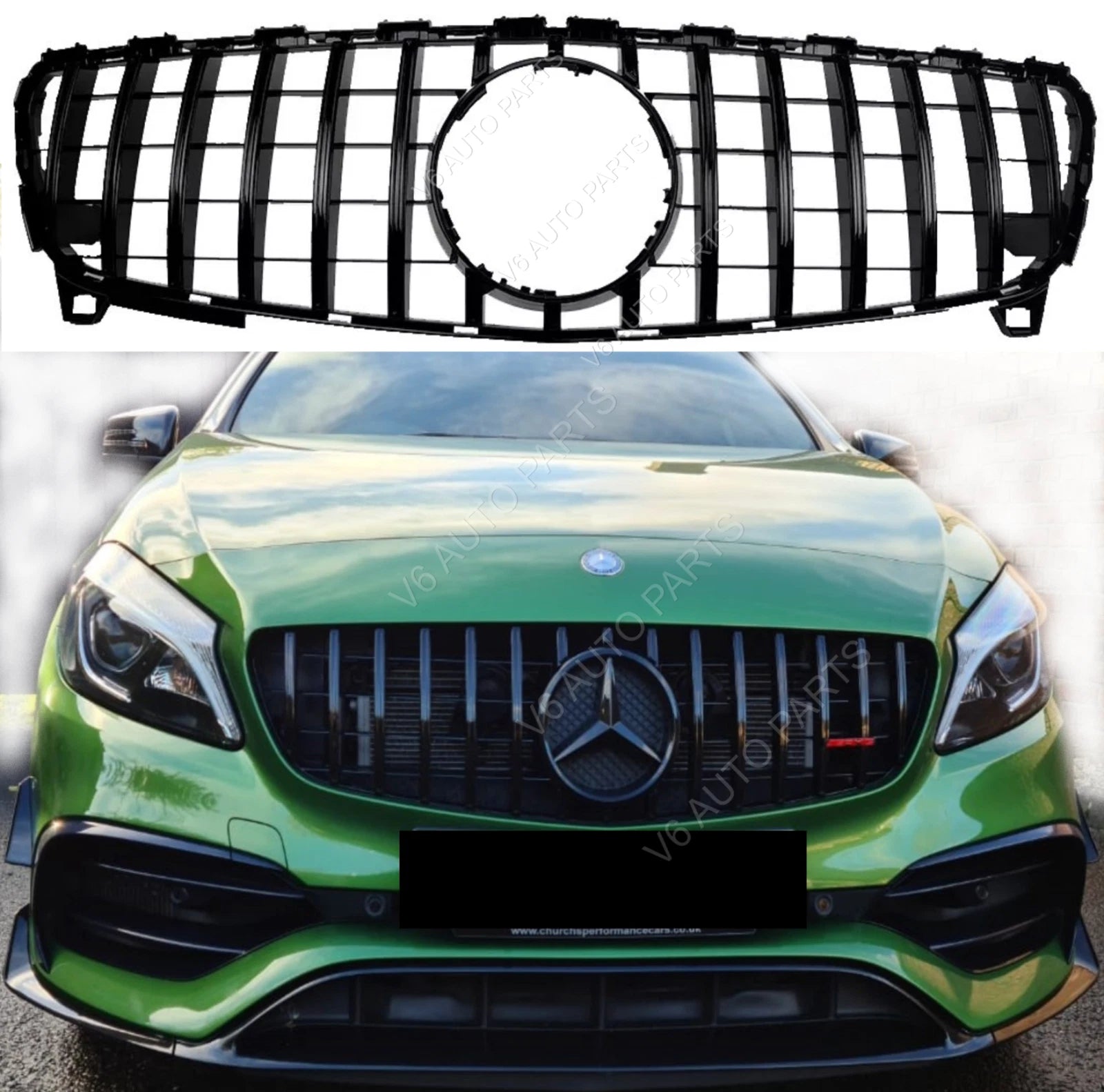 GT Panamericana Front Radiator Grille – Gloss Black | Fits Mercedes-Benz A-Class W176 A220d (2015–2018)