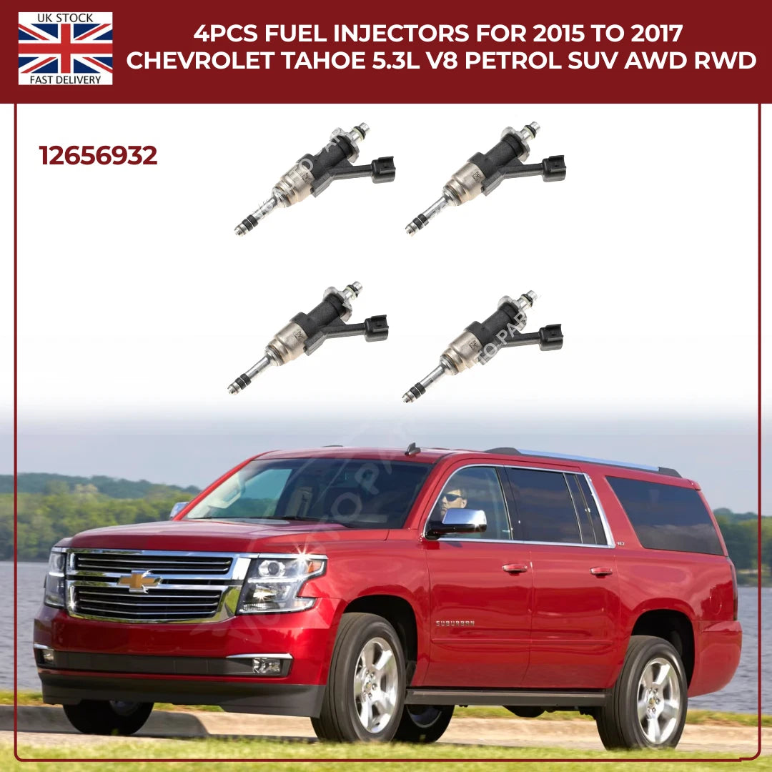 4x High-Flow Fuel Injectors For Chevrolet Tahoe 2015–2017 5.3L V8 Petrol SUV AWD/RWD | OEM Direct-Fit Replacement
