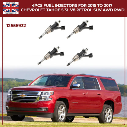 4x High-Flow Fuel Injectors For Chevrolet Tahoe 2015–2017 5.3L V8 Petrol SUV AWD/RWD | OEM Direct-Fit Replacement