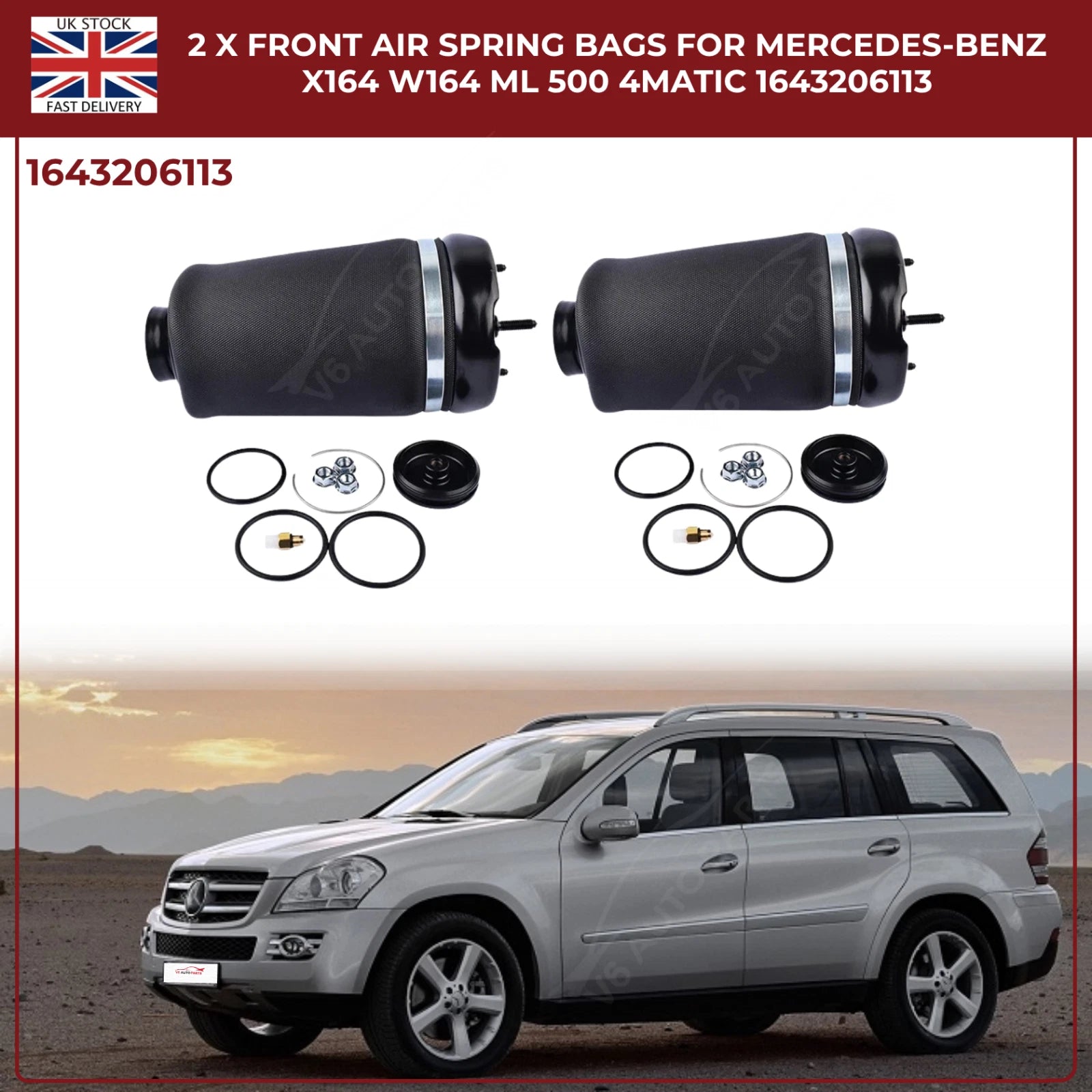 2x Front Air Suspension Spring Bags — Mercedes-Benz GL/ML-Class X164 W164 (GL 450, ML 500)