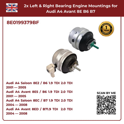 Image of direct OE replacement engine mounts pair 8E0199379BF for Audi A4 Avant 1.9 TDI & 2.0 TDI