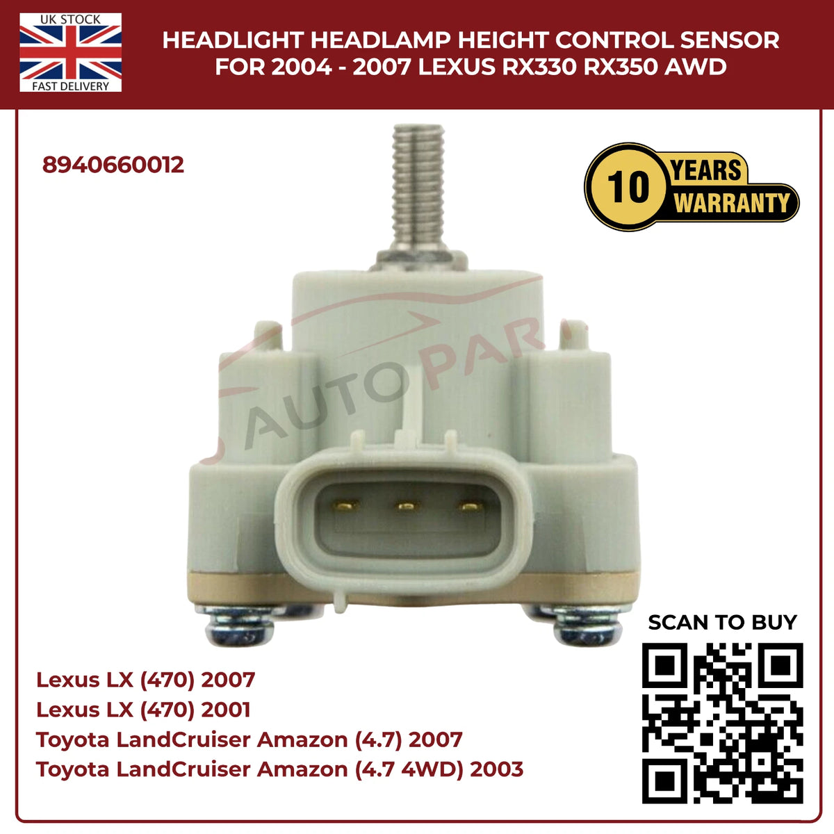 Headlamp Height Level Sensor – Front Left (Nearside) for Lexus LX470 UZJ100