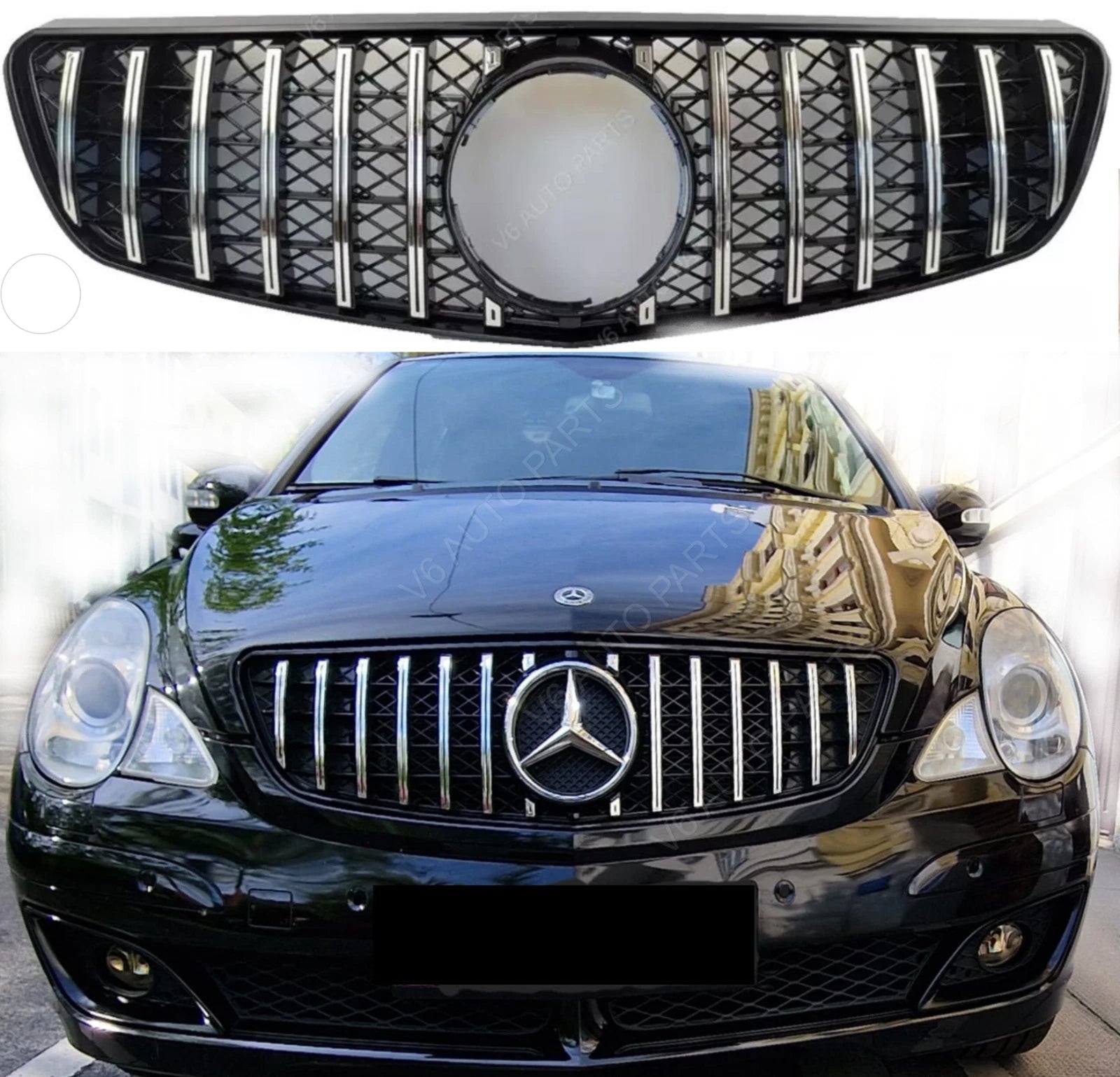For Mercedes R-Class W251 GT Panamericana Chrome Grille (2006–2010, AMG R300 R320 R400)