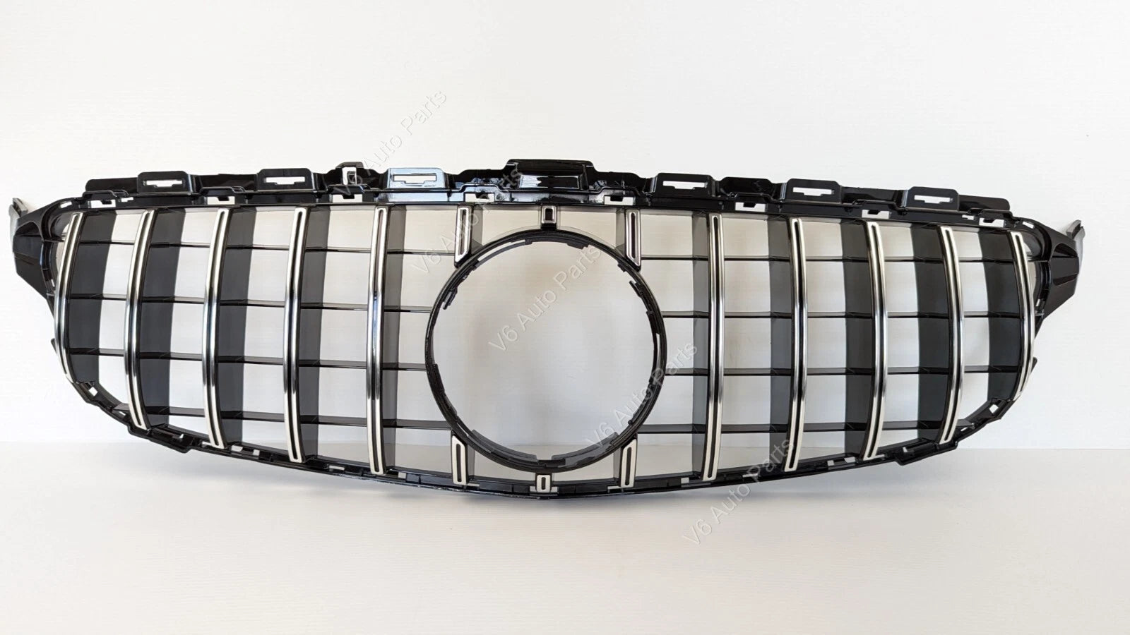 Mercedes-Benz C-Class C205 GT Panamericana Front Radiator Grille (2015–2018, Chrome, No Camera Hole)