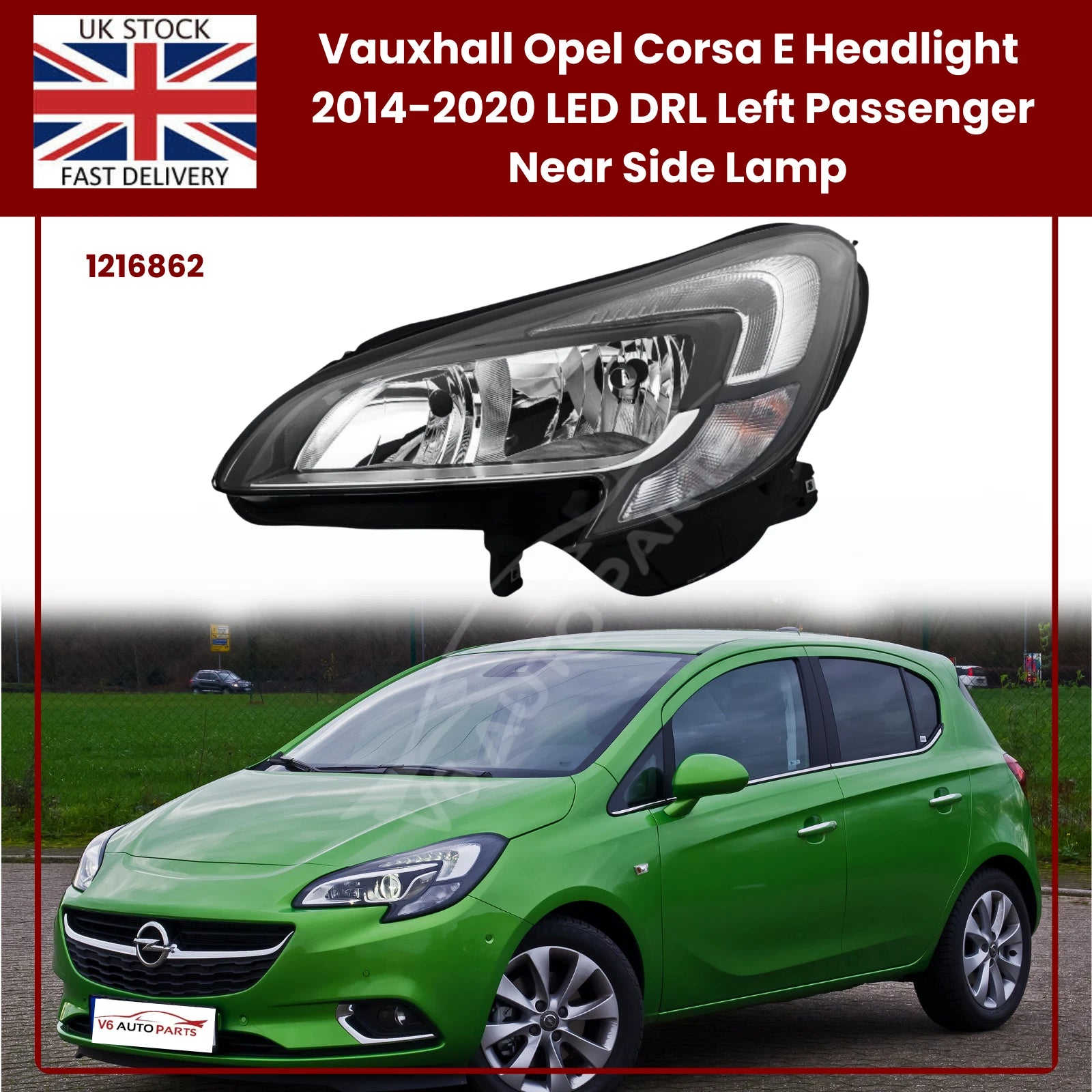 Vauxhall Corsa E Headlight 2014–2020 (Left, LED DRL, Electric Levelling)