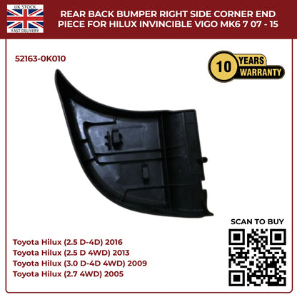 Toyota Hilux Vigo Invincible MK6 MK7 (2007–2015) Rear Bumper Right Side Corner End Piece