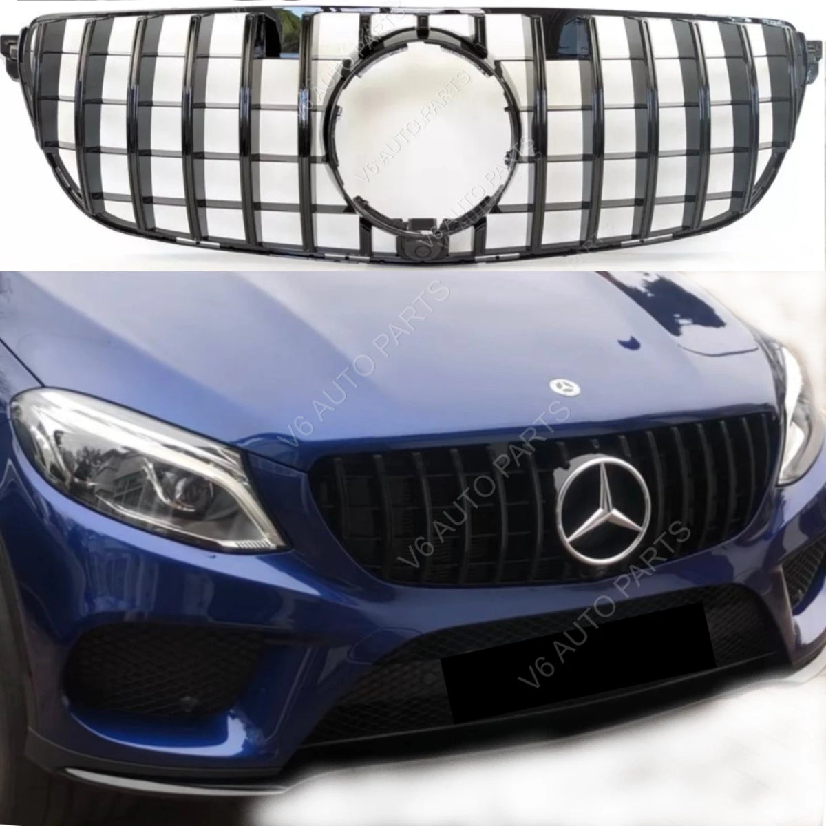 Front Radiator Grille Glossy Black – Mercedes-Benz GLE-Class C292 GLE500 Facelift GT-R 2015–2018