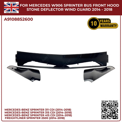 Mercedes Sprinter W906 Bus Front Hood Stone Deflector Wind Guard 2014–2018 | Bonnet Protector