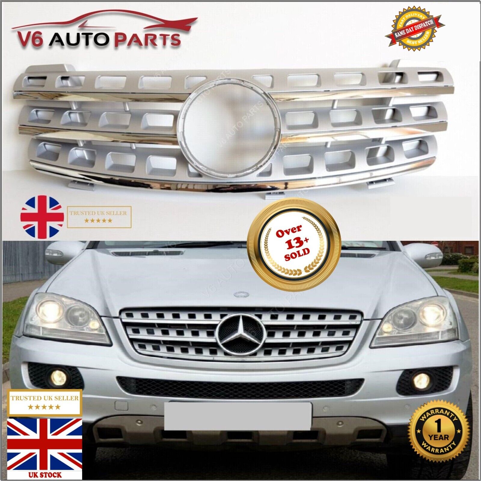 For Mercedes W164 M-Class Front Bumper Grille ML500 320 350 4matic 5 Holes 05-08