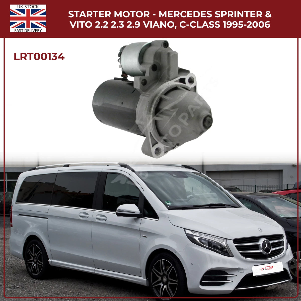 Starter Motor for Mercedes-Benz Sprinter, Vito & Viano (2.0KW | 2.2, 2.3, 2.9 Engines | C220, 250)