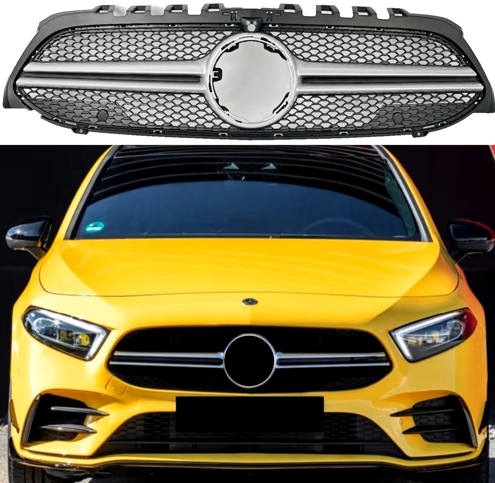 For Mercedes A-Class W177 A180 A35 A220d AMG Compatible Front Bumper Black Grille 2018-2022